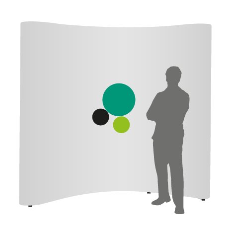 Pop-Up Faltwand | 3 x 3 Felder gebogen | einseitig bedruckt